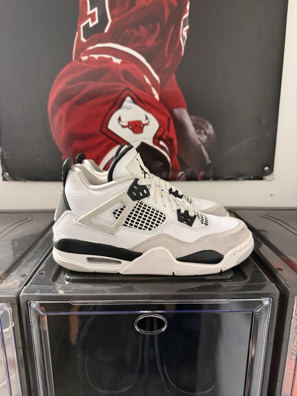 Air Jordan 4 Retro Military Black GS Size 6Y 408452-111 Used
